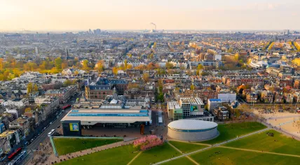 Looking out on the Stedelijk and Van Gogh museums, and Amsterdam West and Nieuw-West. 5 April 2019