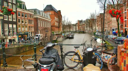Scooters parked in Amsterdam