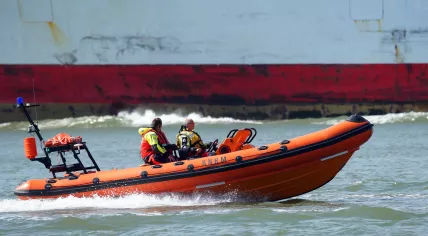 A KNRM rescue boat at Nieuwe Waterweg, 11 june 2015
