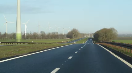 A wind farm in Zeewolde along the N305 near the N302 intersection. December 2016