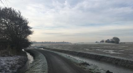 An icy bike path in Schagen, Noord-Holland, on 22 December 2021