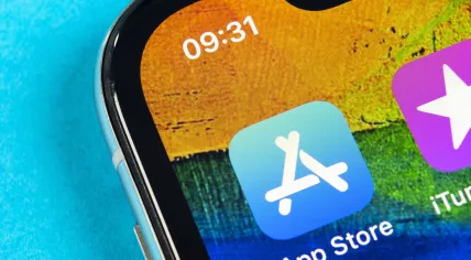 The App Store icon on an Apple iPhone X smartphone in 2019