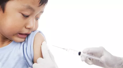 A child getting a shot. Feb. 2012