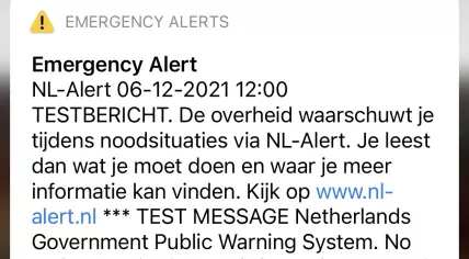 NL-Alert test message sent on 6 December 2021
