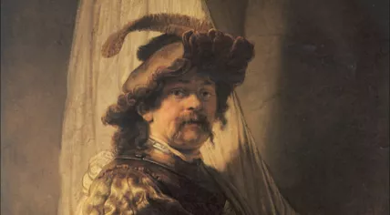 A portion of the 1636 painting The Standard Bearer by Rembrandt van Rijn
