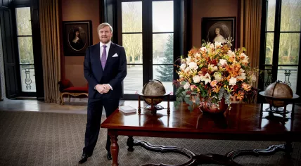 King Willem-Alexander at a photo shoot for his 2021 Christmas address. December 2021