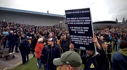 A coronavirus protest at Museumplein in Amsterdam. 2 January 2022