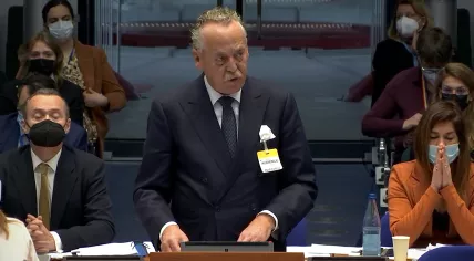 Piet Ploeg, who lost his brother, sister-in-law, and nephew in the MH17 disaster, speaking at the European Court of Human Rights, 26 January 2022