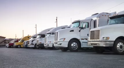 Trucks standing in a row