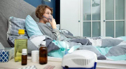 Young woman on oxygen at home