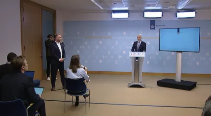 Ernst Kuipers addressing reporter’s question during a press conference on 15 Feb. 2022