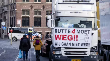 Trucks block traffic in The Hague