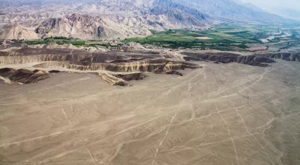 Aerial view of Nazcar Lines in Peru.