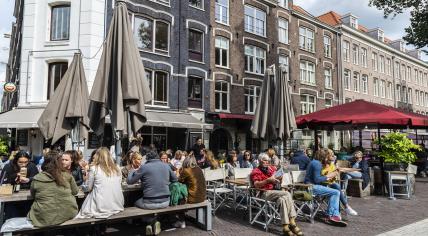 Crowded terrace in Amsterdam