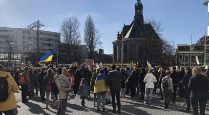 Demonstration in The Hague on Feb. 26 against war in Ukraine.