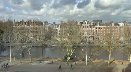 Stormy weather over Amsterdam on during Storm Dudley on 17 Feb. 2022