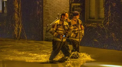 Flooding at Wingbergermolen aan de Geul in Zuid-Limburg, 6 February 2022