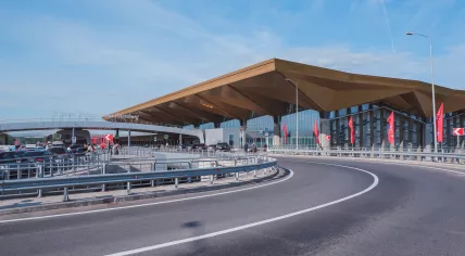 Road to terminal at Pulkovo Airport in Saint Petersburg, Russia