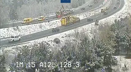 Traffic piles up on the A12 from Utrecht to Arnhem as a spring snow storm approaches, 31 March 2022