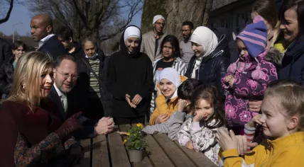 King Alexander and Queen Maxima meeting Ukrainian refugees. 10 March 2022