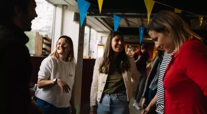 People gather at an event to raise money for Ukrainians organized by Iana Gupalova & Susanna van Uffelen on March 27, 2022