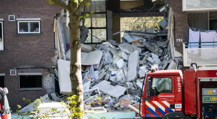 A gas explosion destroyed part of an apartment building on Weegschaal in Bilthoven, 21 April 2022