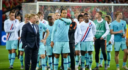 Coach Ronald Koeman and Netherlands national team players after the UEFA Nations League Finals match between Portugal and Netherlands, 9 June 2019