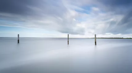 Poles in the North Sea seen from Schiermonnikoog