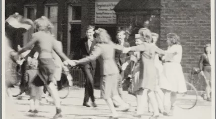People dancing on Liberation Day in Alkmaar, 1945