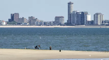 Man fishing in the Westerschelde in Breskens
