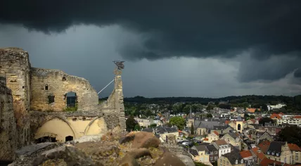 Storm clouds gather above Valkenburg in 2019