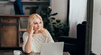 Tired woman working from home