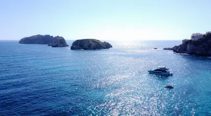 Aerial view of the Malgrats Islands from the island of Mallorca