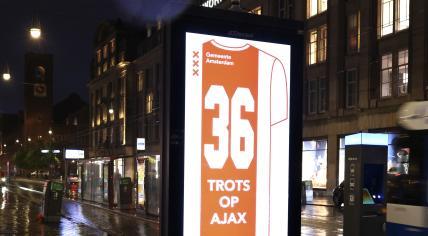 Amsterdam sign congratulating Ajax on their 36th Eredivisie win, 11 May 2022