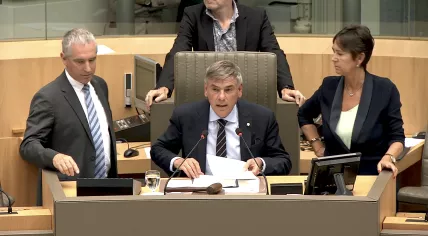 Filip Dewinter chairing a session of the Flemish Parliament. 15 July 2019