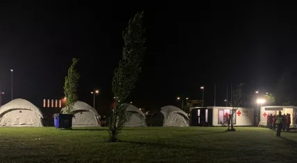 Red Cross tents at the Ter Apel asylum application center, 11 May 2022