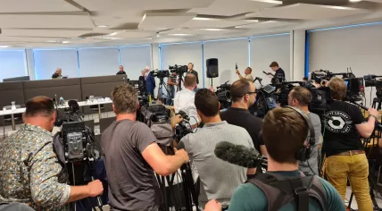 Moments before the start of a press conference announcing the death of Gino van der Straeten, 9, who was allegedly abducted in Kerkrade. 6 June 2022