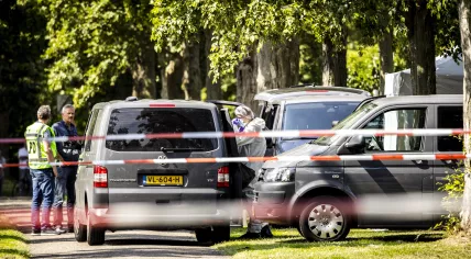 Police investigate the area around the home where Gino van der Straeten, 9, was found dead. 4 June 2022
