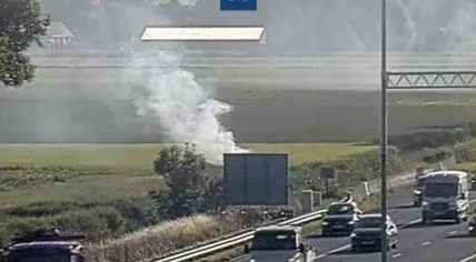 Farmers set hay bales on fire on the A12 towards The Hague near Nieuwerbrug, 28 June 2022