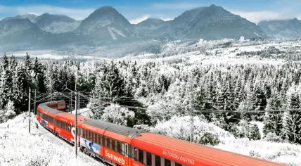 A Sunweb train with the French Alps in the background