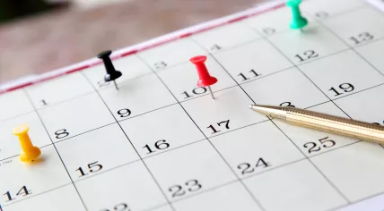 Closeup of calendar page.