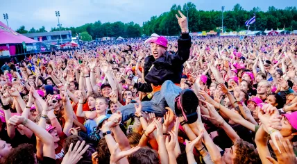 Crowdsurfing during the Green Day performance at Pinkpop in 2017