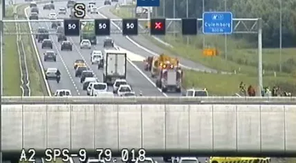 An accident on the A2 near Culemborg caused traffic jams in the southbound lanes towards Den Bosch. 9 July 2022