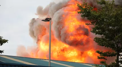 Flames engulfed a scrap heap at a recycling facility in Amsterdam on 8 July 2022
