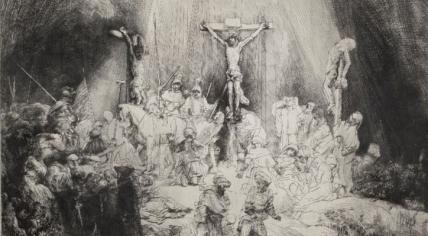 “The Three Crosses,” a 1653 sketch by Rembrandt van Rijn