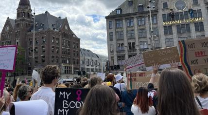 Abortion rights protest in Dam Square in Amsterdam on July 2, 2022.