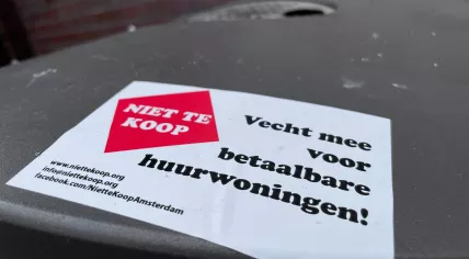 A "not for sale" sticker in protest of high rents spotted in Amsterdam Oost, 4 July 2022