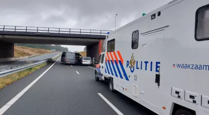 Police at a bridge on the N18 in Haaksbergen where a woman was found dead and another inured on 1 August 2022