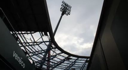 Damage caused by Storm Eunice to the roof of Bingoal Stadion, formerly Cars Jeans Stadion, home to ADO Den Haag. 18 Aug 2022