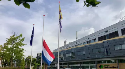 Dutch flag hanging at half-mast in Hoeksche Waard after a truck crash killed seven people in Nieuw-Beijerland on 27 August 2022